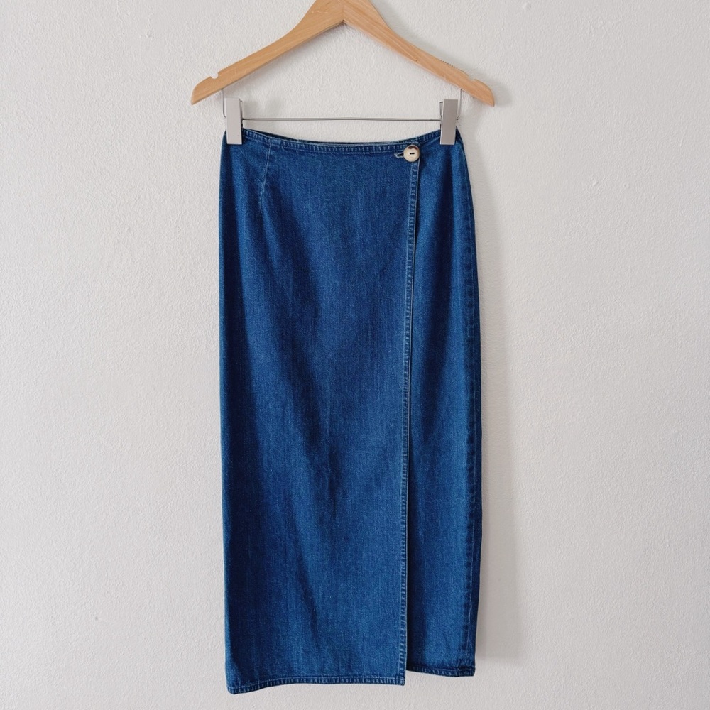 80s/90s VINTAGE HIGH WAIST DENIM MAXI SKIRT